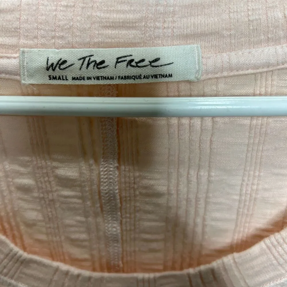 Free People Big Sur Tee Pink Tie Dye Thermal Knit Scoop Neck Top Small